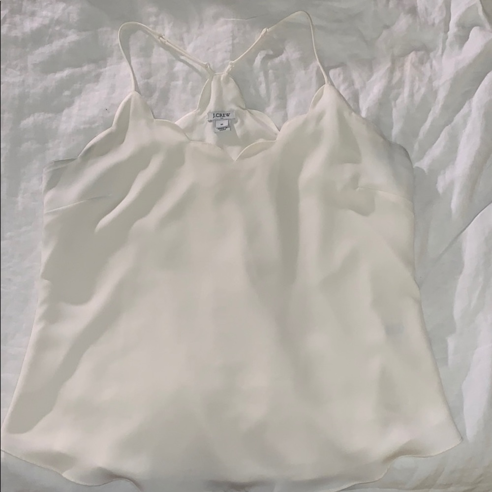 J. Crew ivory Scalloped Tank
